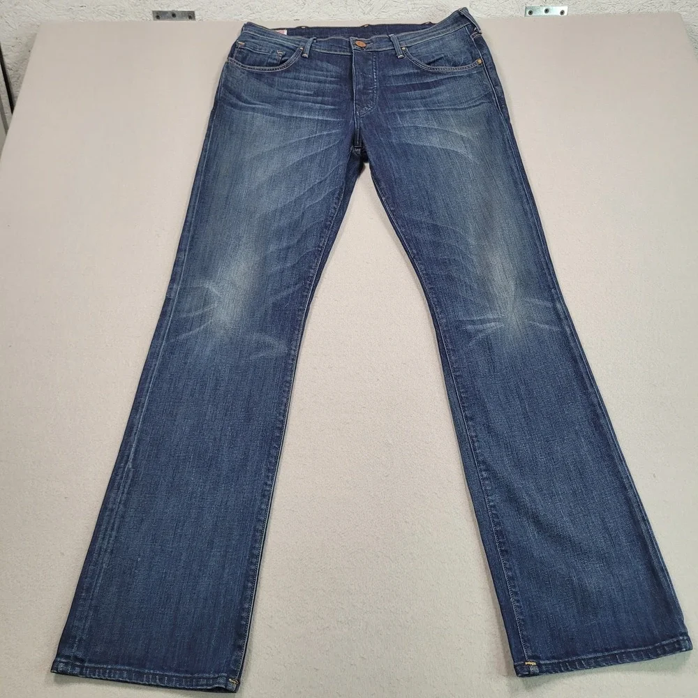 True Religion Mens Geno Slim Straight Jeans Dark Wash Denim Size 33 Made in USA